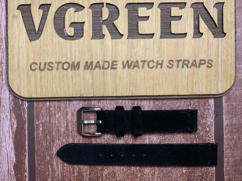 Suede Leather Watch Strap - Black