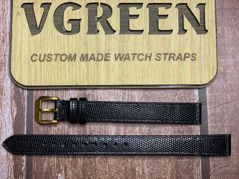 Lizard Leather Watch Strap - Black For Mavado