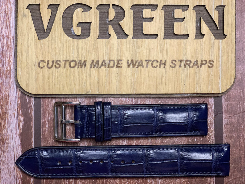 Crocodile Leather Watch Strap - Dark Blue FOR IWC