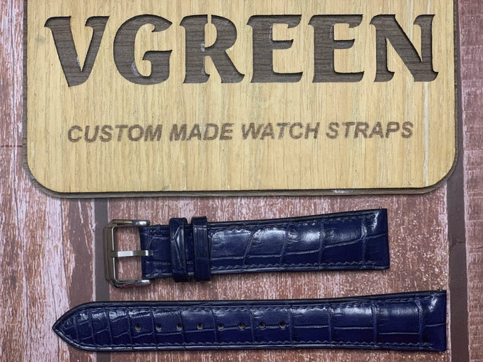 Crocodile Leather Watch Strap - Dark Blue for Tissot Gentleman