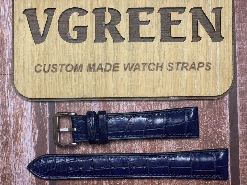 Crocodile Leather Watch Strap - Dark Blue for Tissot Gentleman