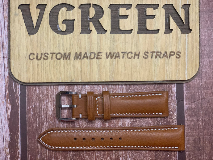 Minerva Box Leather Watch Strap - Brown for a Carpenter Field watch