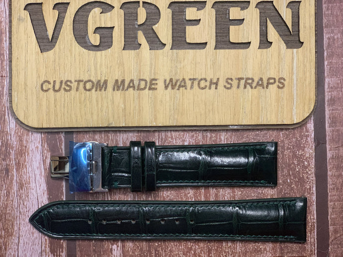 Crocodile Leather Watch Strap - Dark Green