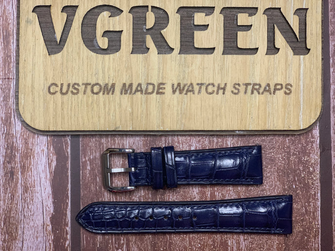 Crocodile Leather Watch Strap - Dark Blue  for Grand Seiko SBGM221