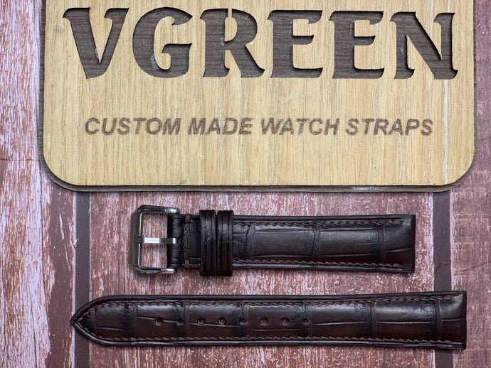 Crocodile Leather Watch Strap - Brown for Seiko