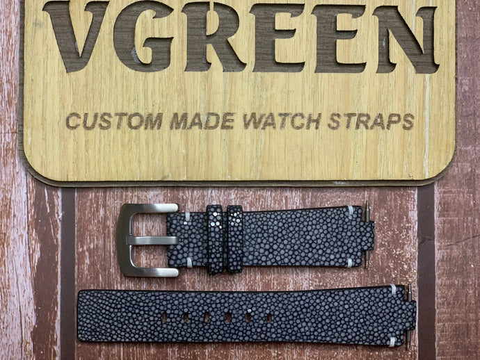 Stingray Leather Watch Strap - Black for Tudor Pelagos 39
