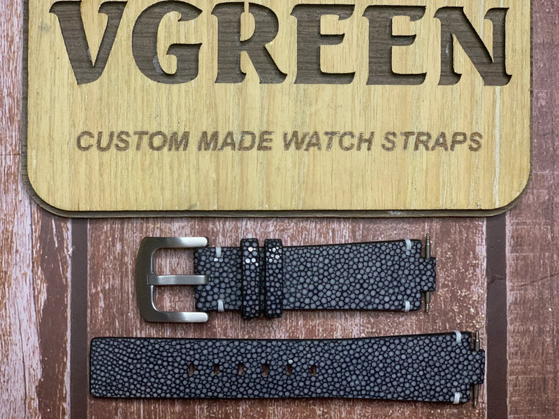 Stingray Leather Watch Strap - Black for Tudor Pelagos 39