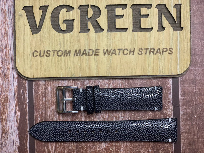 Stingray Leather Watch Strap - Black for Breitling Superocean Chronograph May 2011