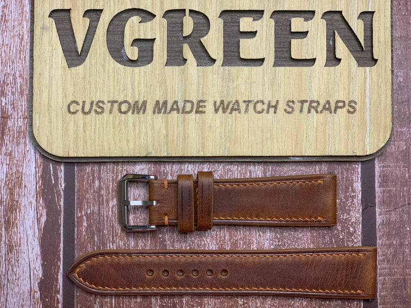 Badalassi Wax Leather Watch Strap - Cognac  For Tissot Gentleman Automatic