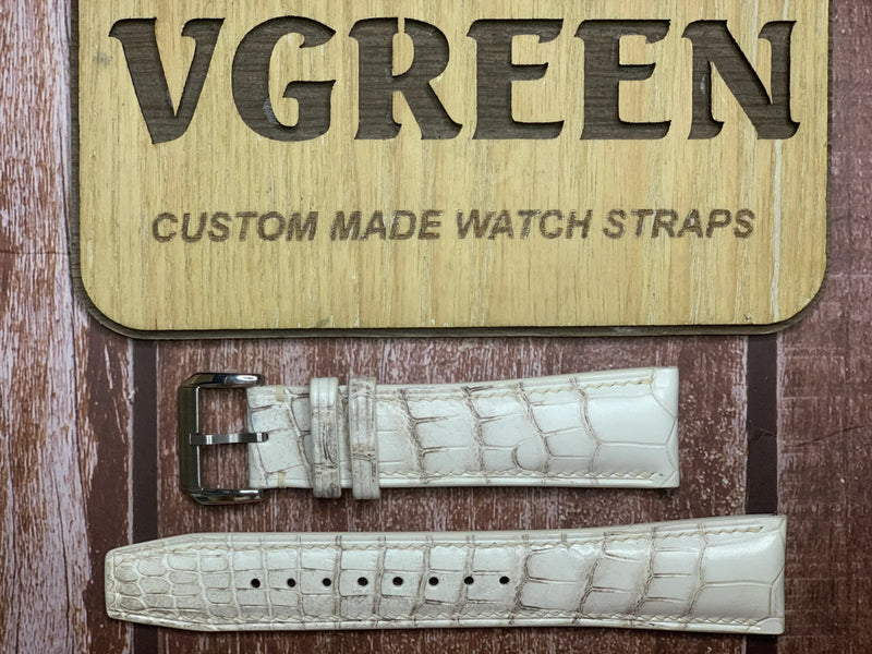 Crocodile Leather Watch Strap - Sand White