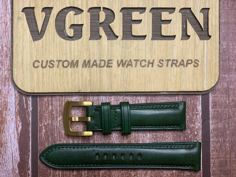 Buttero Leather Watch Strap - Deep Green For Baltic aquascaphe