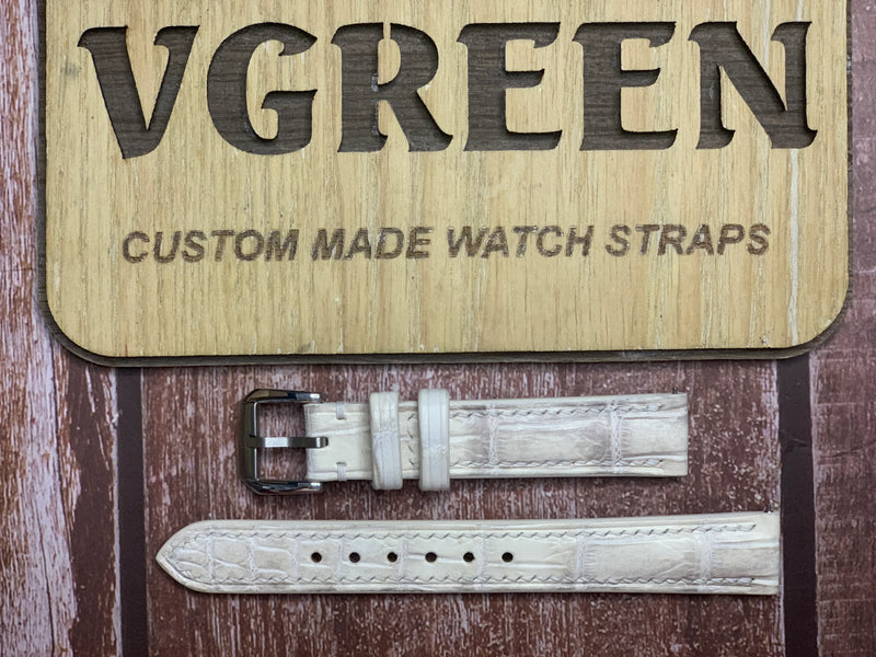 Crocodile Leather Watch Strap - Sand White for Tag Heuer Carrera