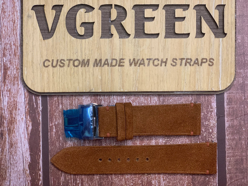 Suede Leather Watch Strap - Dark Brown  For Panerai Luminor Due 42mm