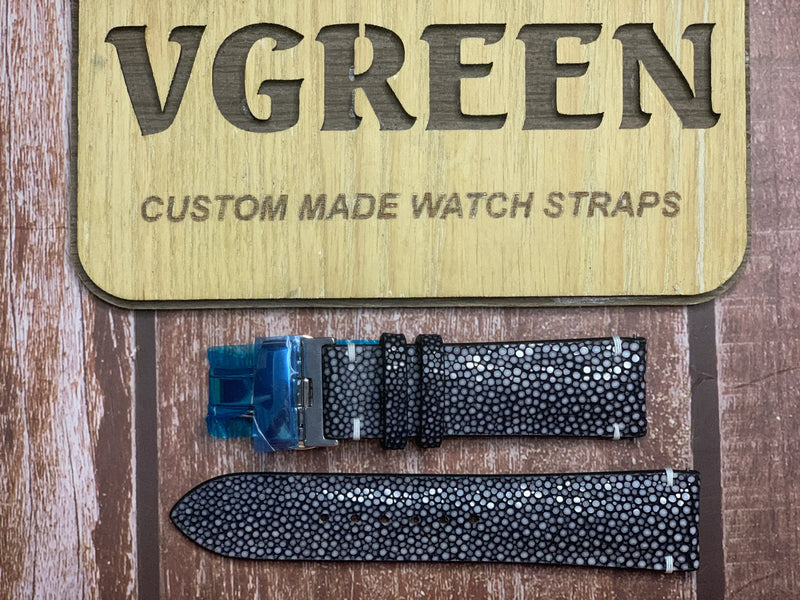 Stingray Leather Watch Strap - Black For Panerai Luminor Due 42mm