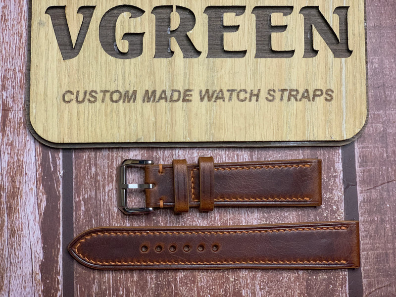 Badalassi Wax Leather Watch Strap - Cognac  For Hamilton Khaki Field Automatic 38mm