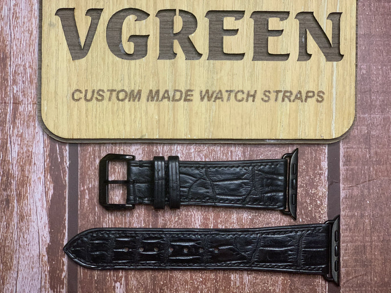Apple Watch Strap - Crocodile Leather - Black