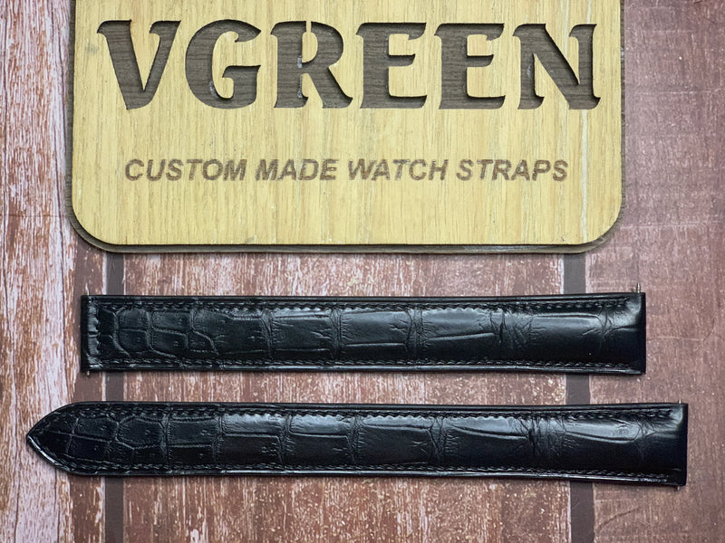 Crocodile Leather Watch Strap - Black For Tag Heuer Carrera 44mm calibre 02