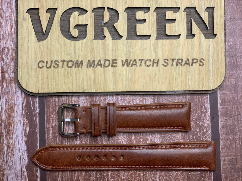 Buttero Leather Watch Strap - Chestnut  For custom Seiko mod