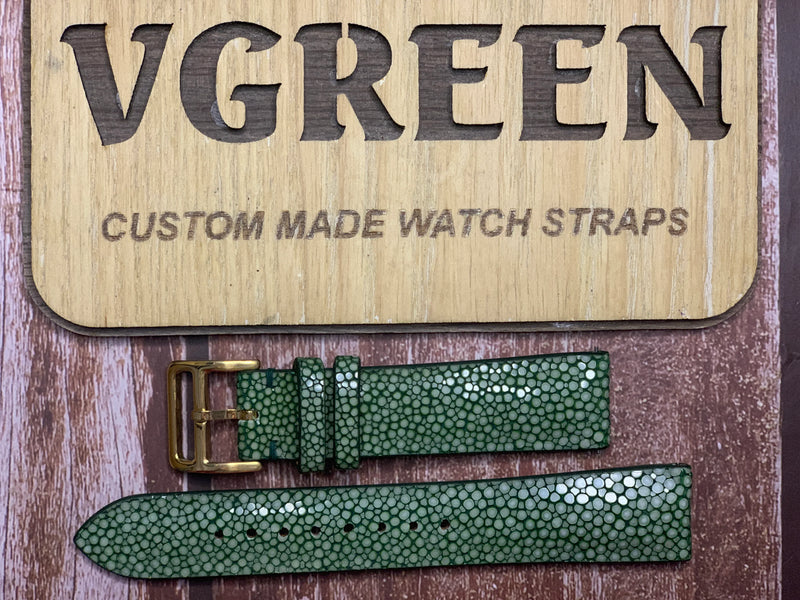 Stingray Leather Watch Strap - Green  for a Seiko