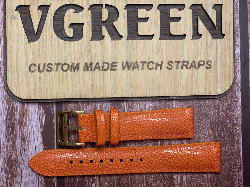 Stingray Leather Watch Strap - Orange for Seiko