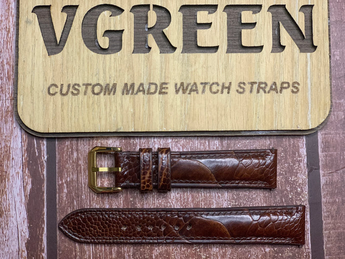 Ostrich Leg Leather Watch Strap - Dark Brown for Seiko