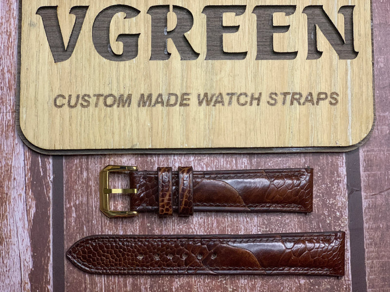 Ostrich Leg Leather Watch Strap - Dark Brown for Seiko