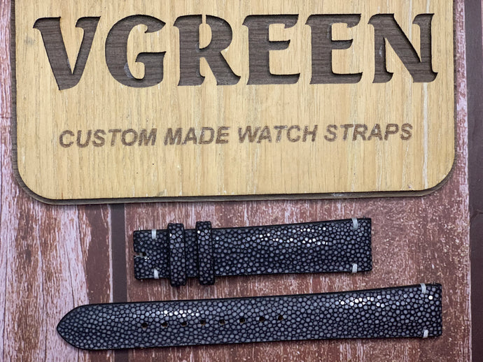 Stingray Leather Watch Strap - Black