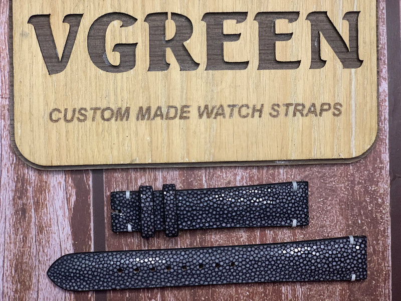 Stingray Leather Watch Strap - Black