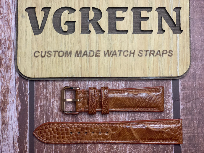 Ostrich Leg Leather Watch Strap - Rooibos Tea
