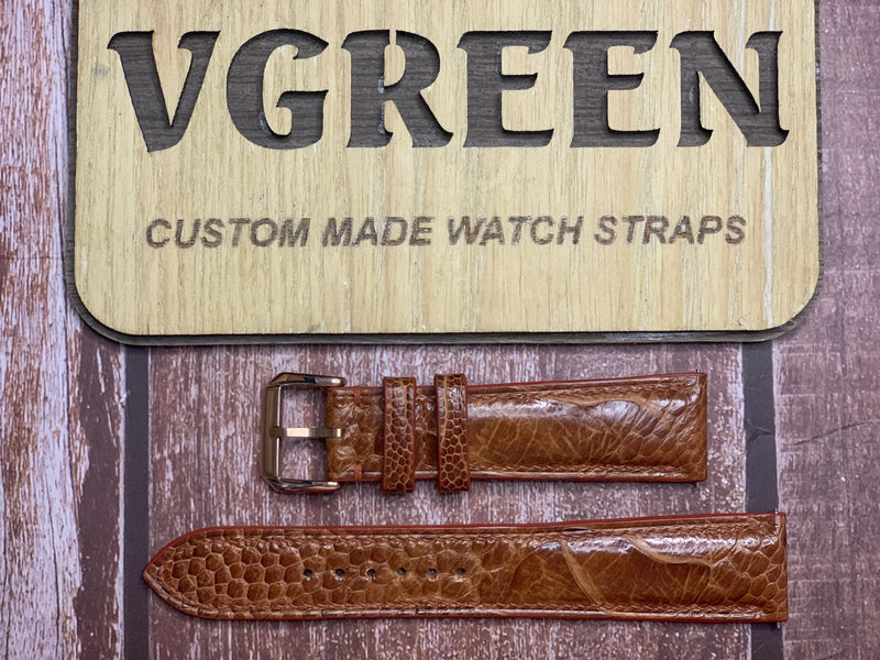Ostrich Leg Leather Watch Strap - Rooibos Tea