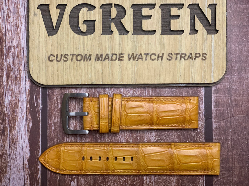 Crocodile Leather Watch Strap - Light Brown For 2008 Omega Railmaster XXL