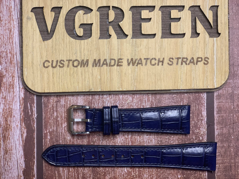 Crocodile Leather Watch Strap - Dark Blue for Patek Philip 5905r-010