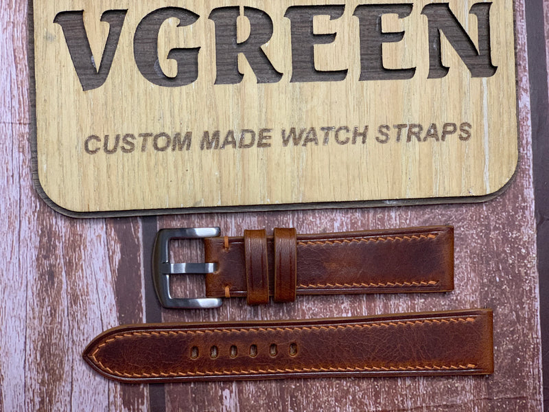 Badalassi Wax Leather Watch Strap - Cognac for Momentum Atlas series