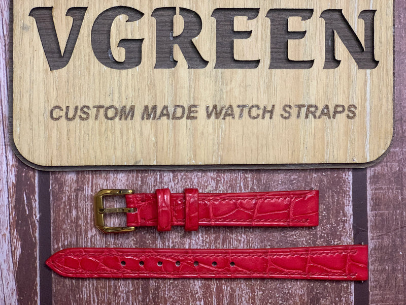 Crocodile Leather Watch Strap - Red for a Cartier Tank watch