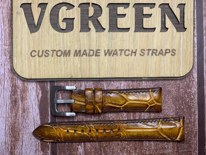 Crocodile Leather Watch Strap - Burnt Chestnut for Speedmaster moon