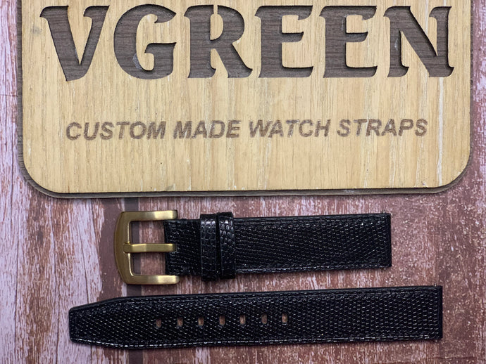 Lizard Leather Watch Strap - Black for Baume and Mercier
