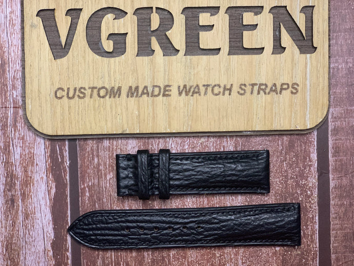 Shark Skin Watch Strap - Black For Longines Admiral