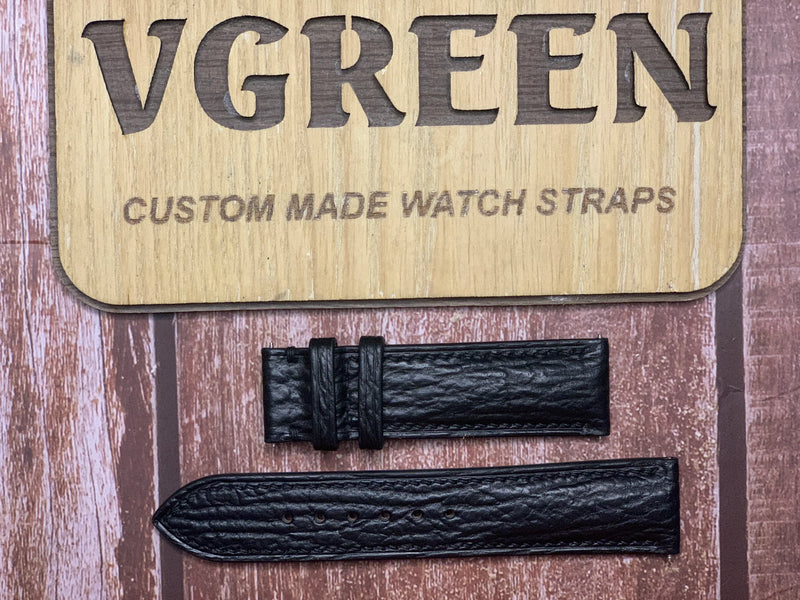 Shark Skin Watch Strap - Black For Longines Admiral