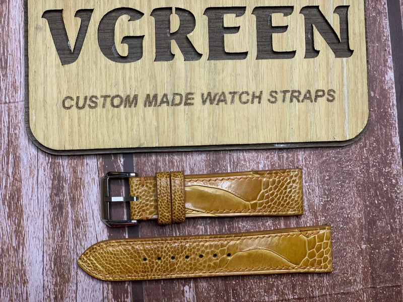 Ostrich Leg Leather Watch Strap - Light Brown
