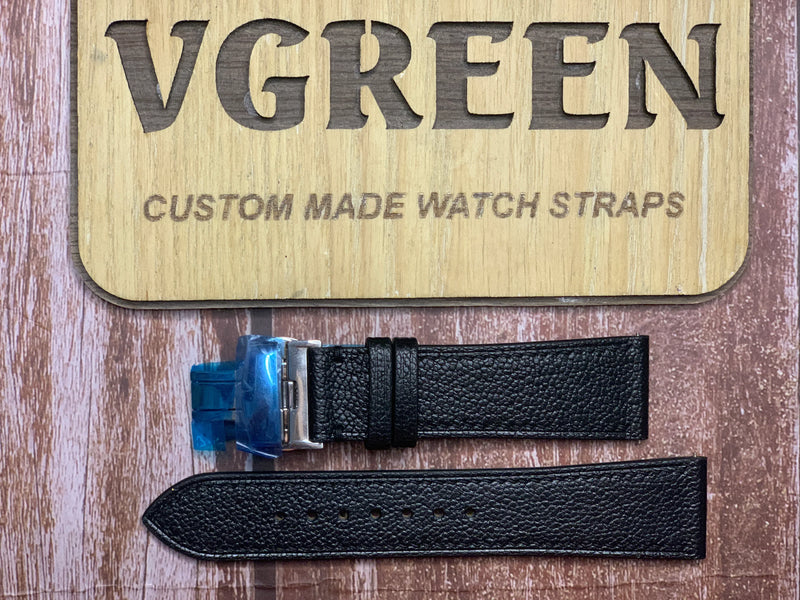 Alran Goat Leather Watch Strap - Black For Seiko SWR049