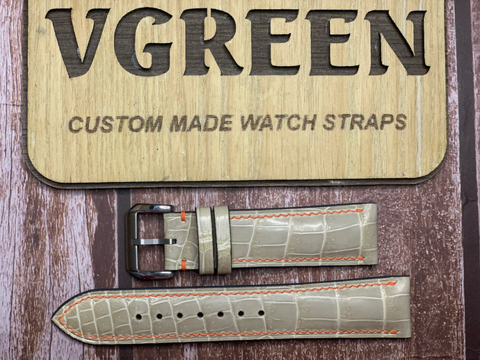 Crocodile Leather Watch Strap - Gray for Rolex explorer 2