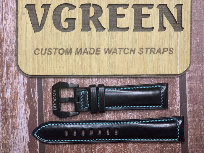 Shell Cordovan Leather Watch Strap - Black For Citizen Chandler field watch
