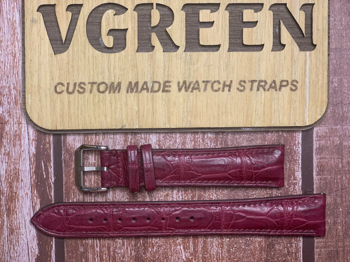 Crocodile Leather Watch Strap - Burgundy