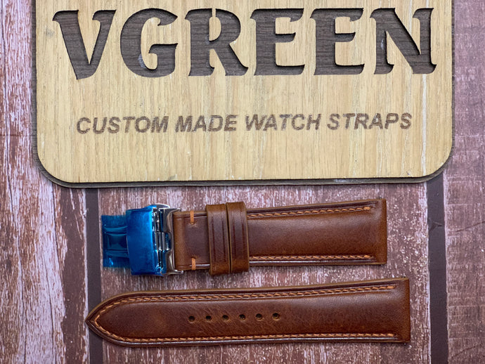 Badalassi Wax Leather Watch Strap - Cognac For Cartier Tank Must Extra Large