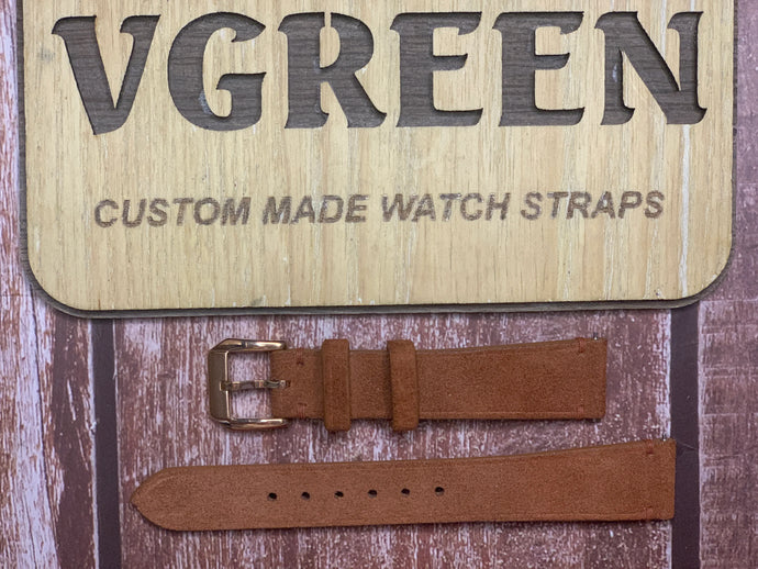 Suede Leather Watch Strap - Whisky for Bulova 23 Jewels self-winding