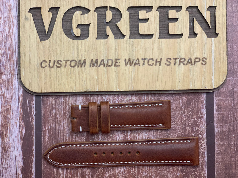 Badalassi Wax Leather Watch Strap - Cognac For Frederique Constant Classics Index Automatic.