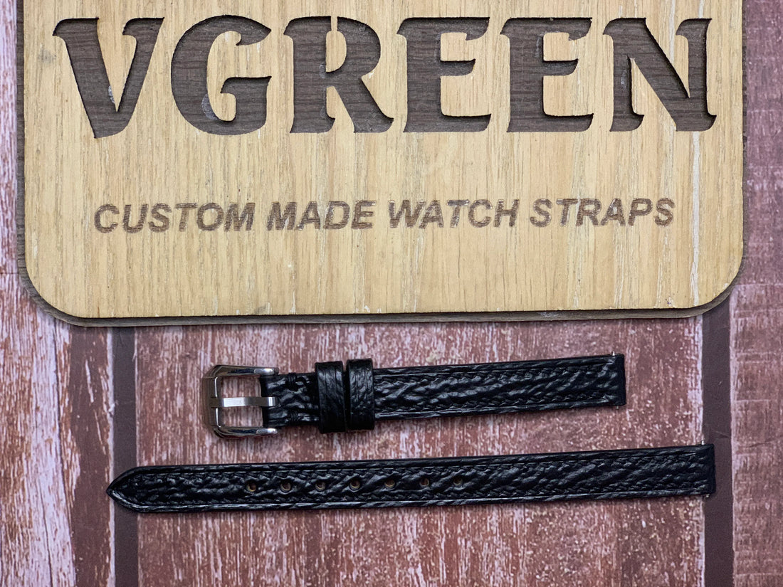 Shark Skin Watch Strap - Black for Seiko SNK063J5 Arabic
