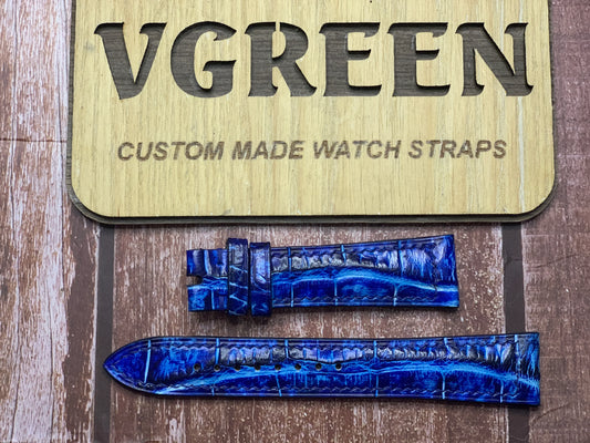 Crocodile Leather Watch Strap - Electric Blue