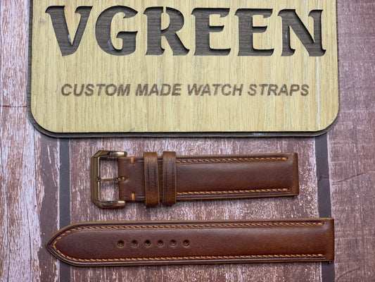 Badalassi Wax Leather Watch Strap - Cognac