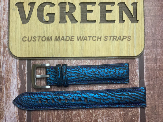Shark Skin Watch Strap - Blue for beaufort aerotimer mkii